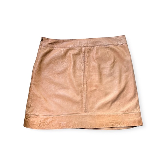 Stunning Halogen Caramel Leather Mini Skirt, sz 4 - Picture 3 of 10